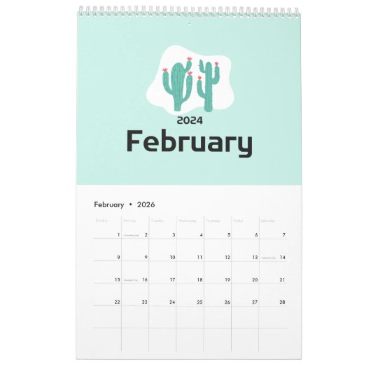 Cacti Paradise Calendar 2024 Kalender (Feb 2026)