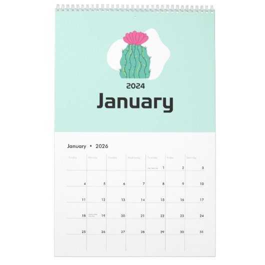 Cacti Paradise Calendar 2024 Kalender (Jan 2026)