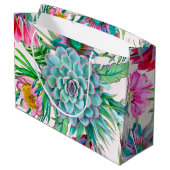 Cacti Pattern Große Geschenktüte (Rückseite Schrägansicht)
