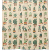 Cacti Pattern Pflanze Illustration Duschvorhang (Vorderseite)
