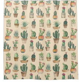 Cacti Pattern Pflanze Illustration Duschvorhang