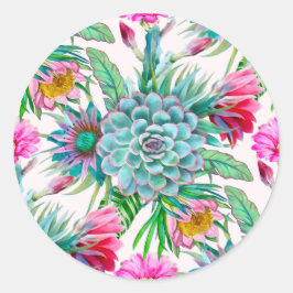 Cacti Pattern Runder Aufkleber