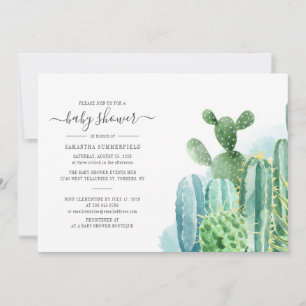 Cacti Pflanze Botanische Schrift Moderne Babydusch Einladung