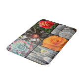 Cacti Rose Blume Fotografie Collage modern kühl Badematte (Schrägansicht)