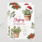 Cacti Santa Mexican Cactus Winter Christmas Fiesta Einladung (Vorne/Hinten)