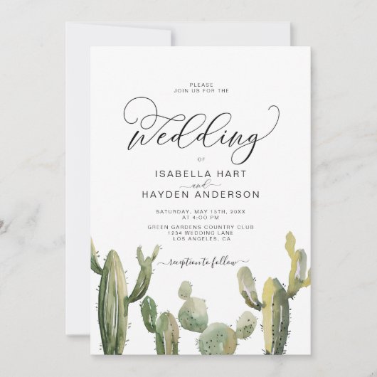 Cacti Succulents Cactus Boho Wüste Wedding Einladung (Vorderseite)