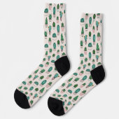 Cacti succulents potted Pflanze Muster Socken (Linkes Detail)