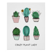 Cacti succules illustrieren personalisiertes Poste Poster (Vorderseite)