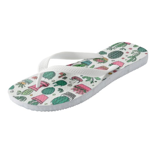 Cacti Sukkulentes Muster Badesandalen (Schrägansicht)