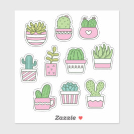 Cacti Sukkuline Pflanze Doodles-Sticker-Pack Aufkleber