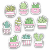 Cacti Sukkuline Pflanze Doodles-Sticker-Pack Aufkleber (Vorderseite)
