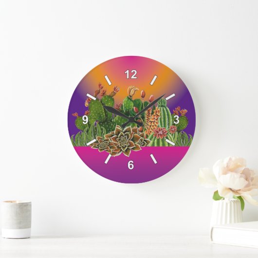 Cacti Wall Clock Große Wanduhr (Zuhause)