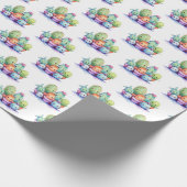 Cacti Wasserfarbe weiß Geschenkpapier (Ecke)