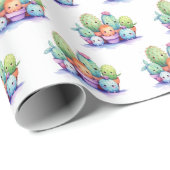 Cacti Wasserfarbe weiß Geschenkpapier (Rolleneckpunkt)