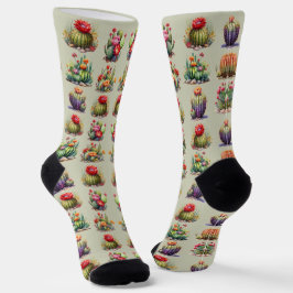 Cacti Watercolor-Muster Socken
