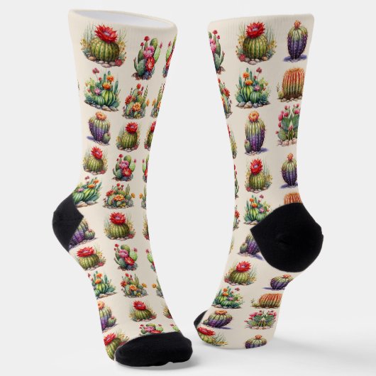 Cacti Watercolor-Muster Socken (Gewinkelt)