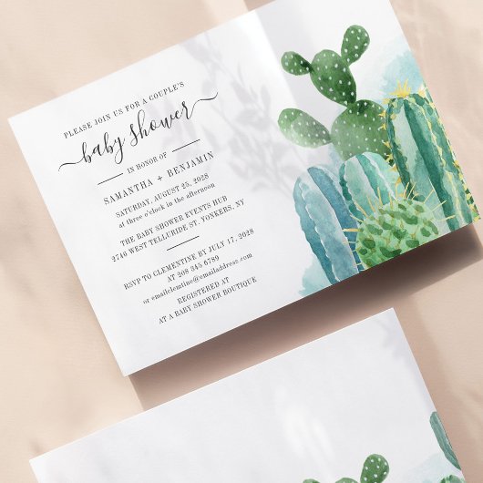 Cacti Watercolor Paare Kinderdusche Sukkulent Einladung