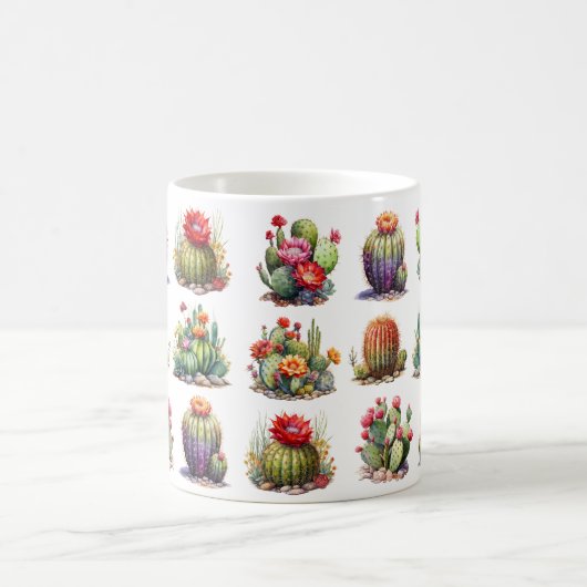 Cacti Watercolor Pattern Kaffeemaschine Tasse (Mittel)