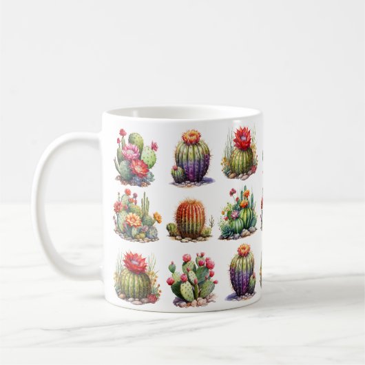 Cacti Watercolor Pattern Kaffeemaschine Tasse (Links)