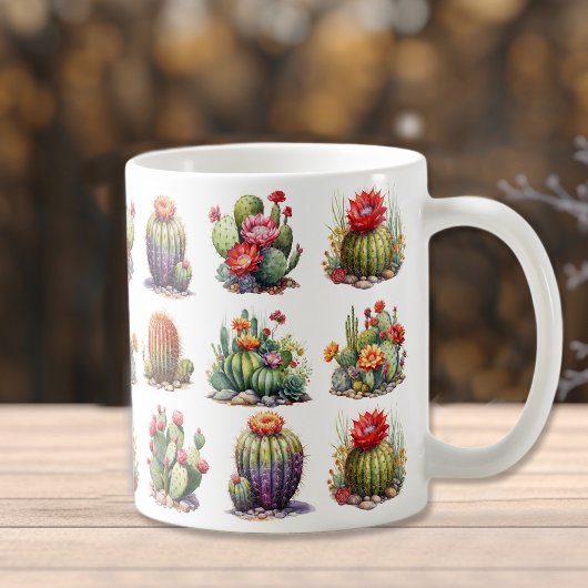 Cacti Watercolor Pattern Kaffeemaschine Tasse