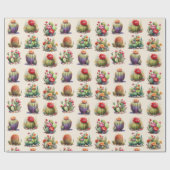 Cacti Watercolor Patternpapier Geschenkpapier (Flach)