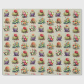 Cacti Watercolor Patternpapier Geschenkpapier (Flach)