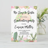 Cactus Abschluss Fiesta Party Einladung (Stehend Vorderseite)