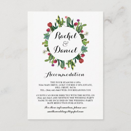 Cactus Accommodation Fiesta Wedding Cards Details Begleitkarte (Vorderseite)