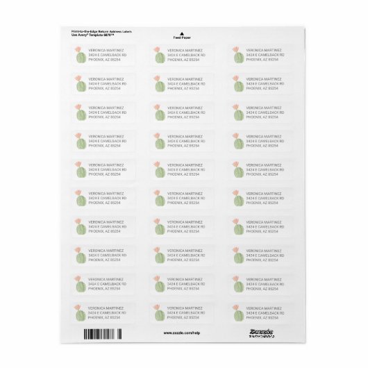 Cactus Address Labels (Vorne)