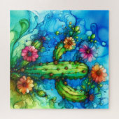 Cactus Alcohol Ink Puzzle (Horizontal)