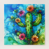 Cactus Alcohol Ink Puzzle (Vertikal)