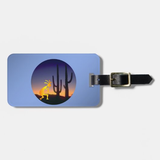 Cactus and Kokopelli Round Gepäckanhänger (Vorderseite horizontal)