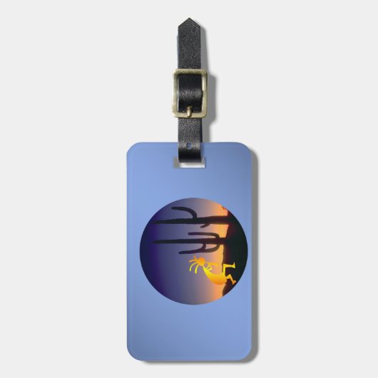 Cactus and Kokopelli Round Gepäckanhänger (Vorderseite vertikal)