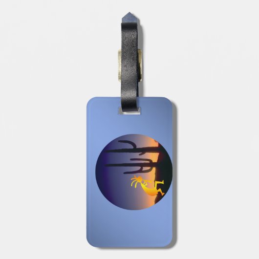 Cactus and Kokopelli Round Gepäckanhänger (Rückseite vertikal)