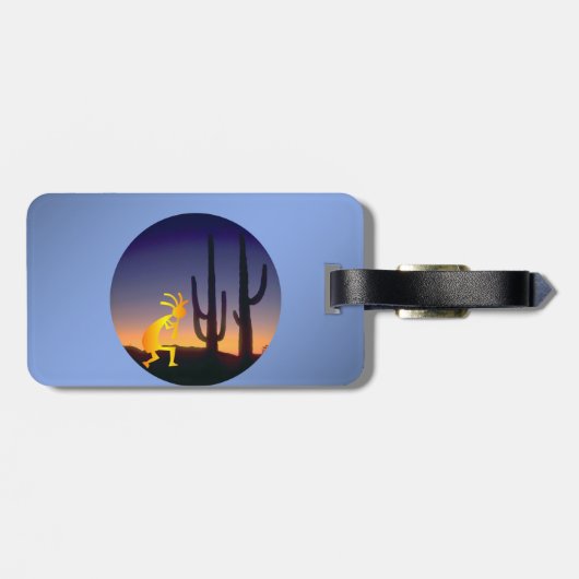 Cactus and Kokopelli Round Gepäckanhänger (Rückseite horizontal)