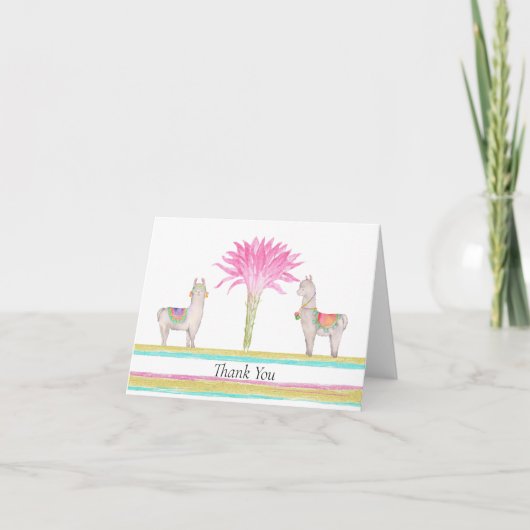Cactus and Llama Dankeschön Card Dankeskarte (Vorderseite)