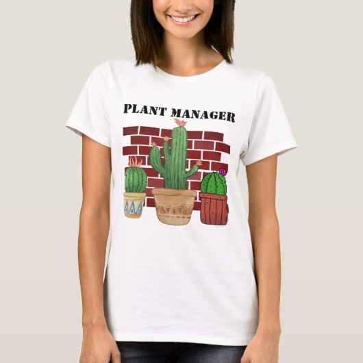 Cactus Art Funny Potted Pflanze Manager T-Shirt (Vorderseite)