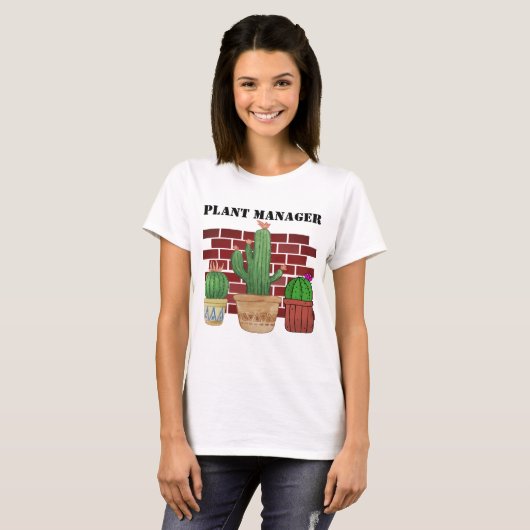 Cactus Art Funny Potted Pflanze Manager T-Shirt (Vorne ganz)