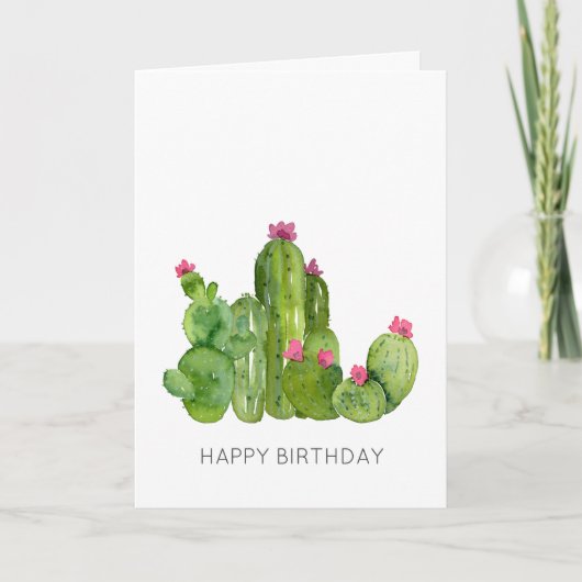 Cactus Art HAPPY BIRTHDAY TO YOU Wert Blume Karte (Vorderseite)