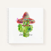 Cactus Art Mustache Hat Fiesta ADD TEXT Fun Notizblock (Vorderseite)