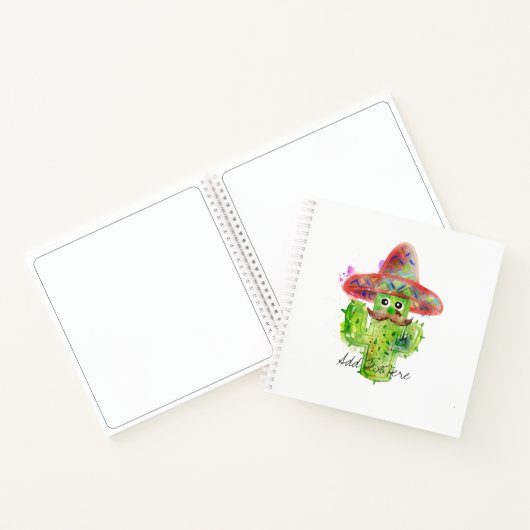 Cactus Art Mustache Hat Fiesta ADD TEXT Fun Notizblock (Innenseite)