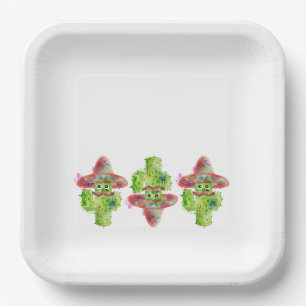 Cactus Art Mustache Hat Fiesta Spanischer Spaß Pappteller