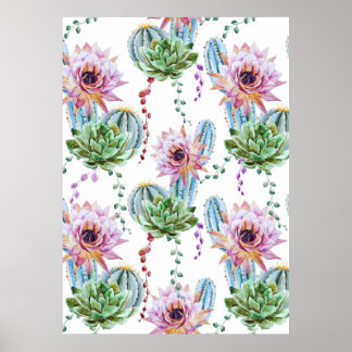 Cactus Art Pattern Poster