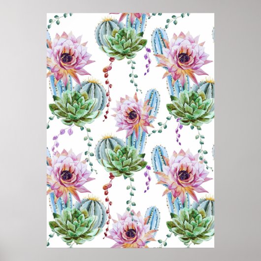 Cactus Art Pattern Poster (Vorne)