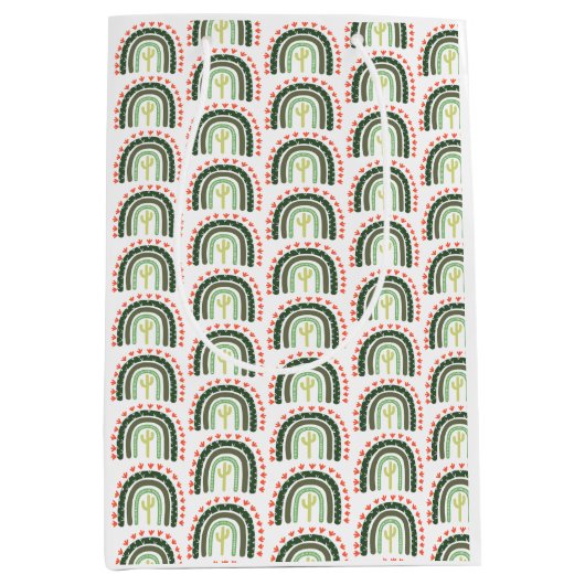 Cactus Artisan Rainbow Modern Desert Saguaro Fun Mittlere Geschenktüte (Vorderseite)