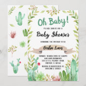 Cactus Baby Shower Einladung (Vorne/Hinten)