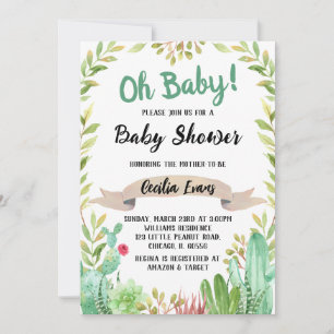 Cactus Baby Shower Einladung