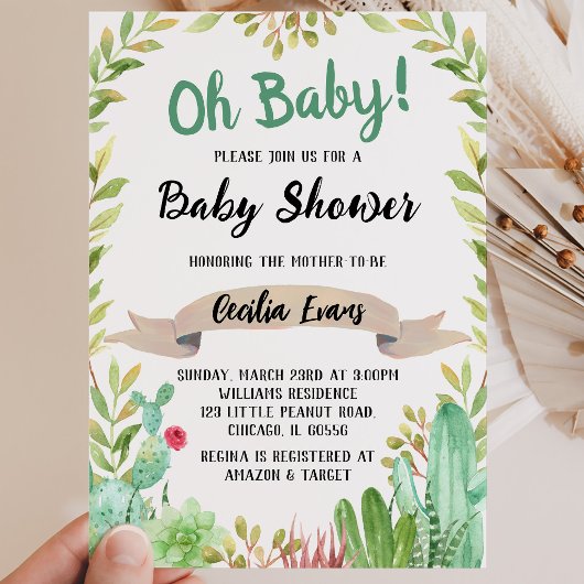 Cactus Baby Shower Einladung