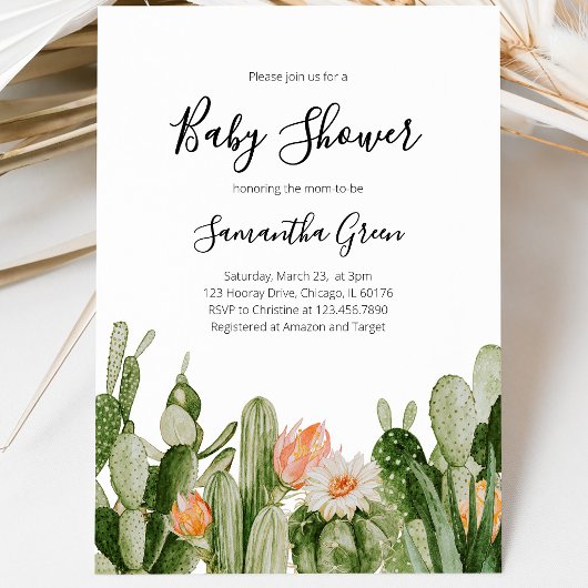 Cactus Baby Shower Einladung