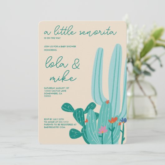 CACTUS BABY SHOWER EINLADUNG (Stehend Vorderseite)